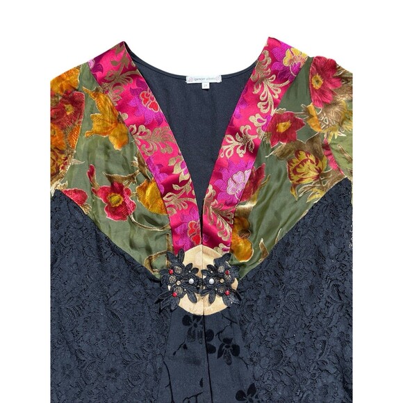 Vtg Spencer Alexis Kimono Cardigan Velvet Sheer Sequins Floral Boho Academia 2X - Picture 15 of 15